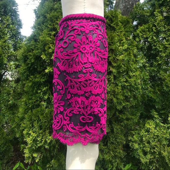 Anthropologie Baraschi Embroidered Pencil Skirt - Picture 2 of 7